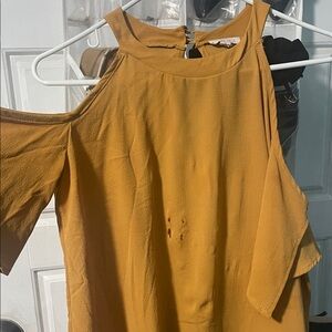 ‼️IN SEARCH OF ‼️a'gaci Mustard Cold Shoulder Blouse
